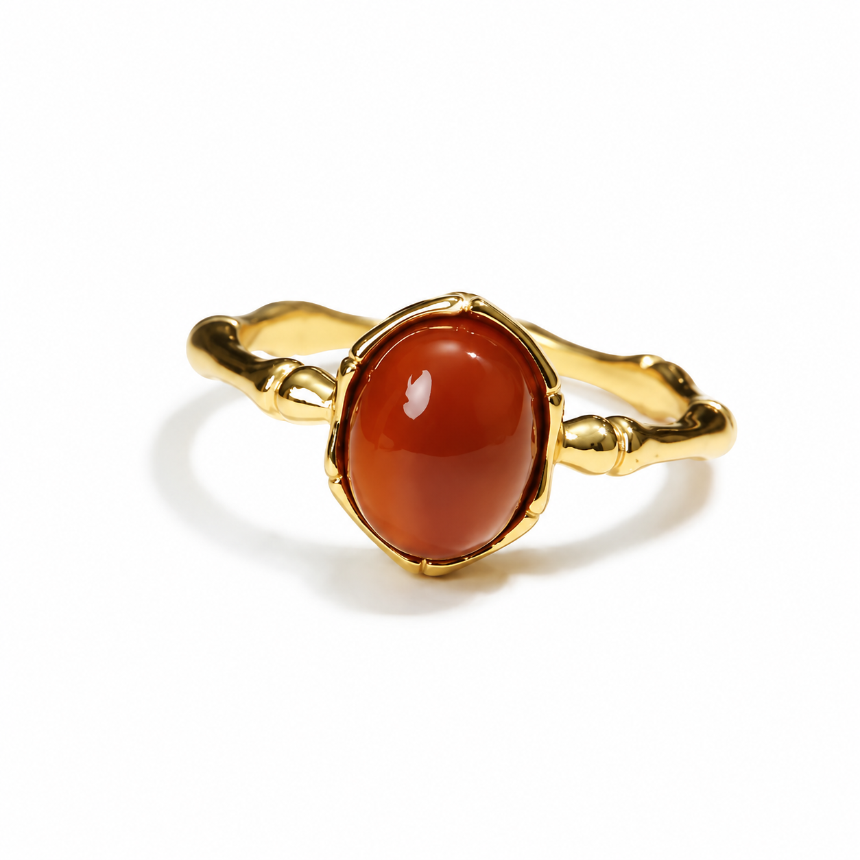 Carnelian Bamboo Open Ring