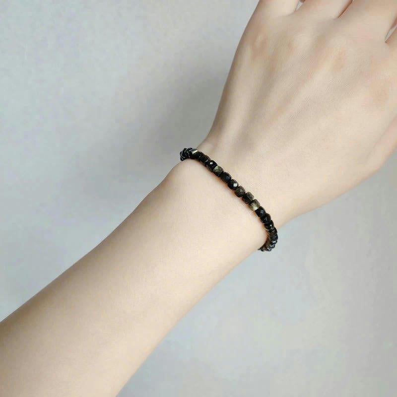 Faceted Black Obsidian Bracelet