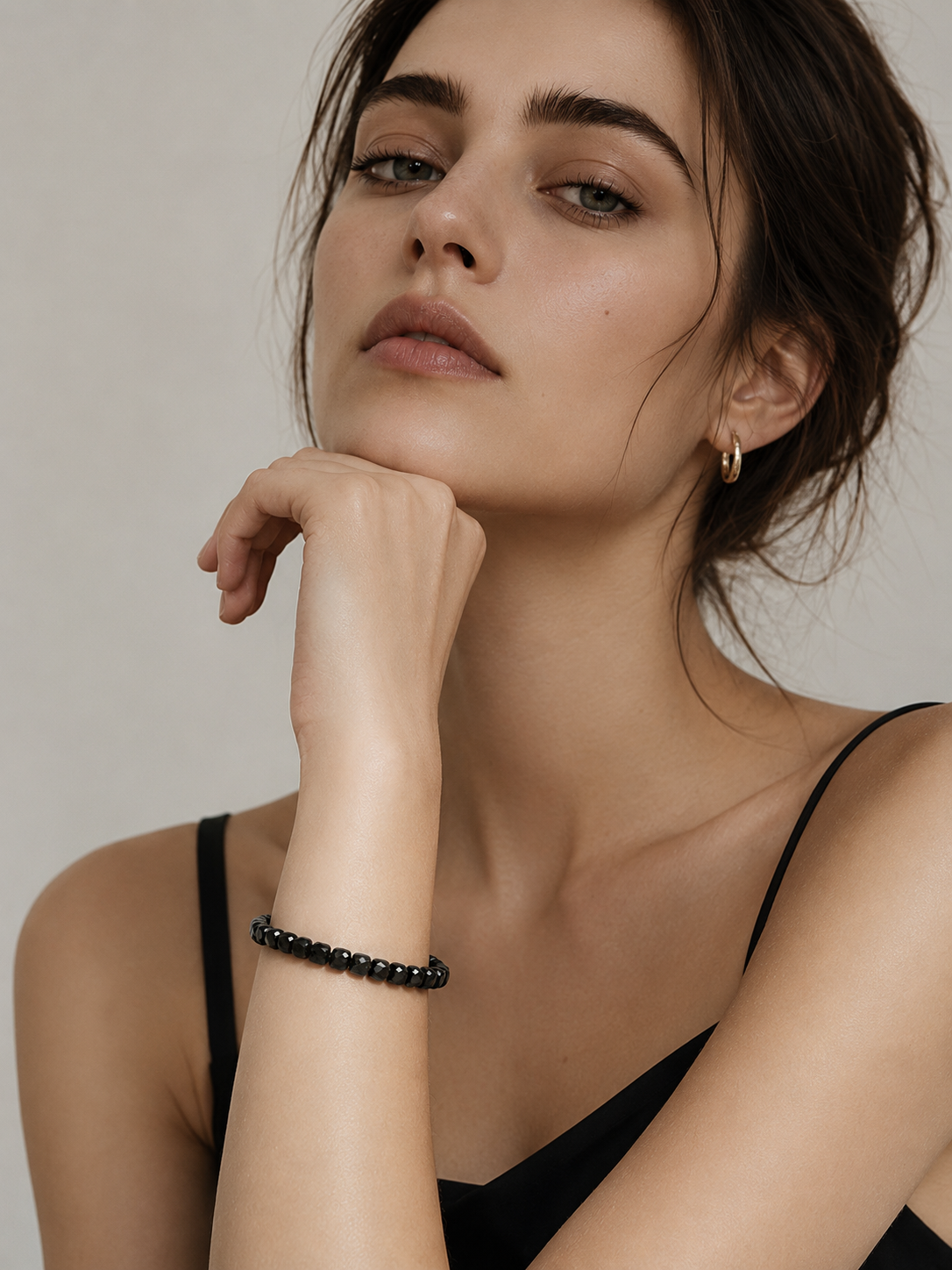 Faceted Black Obsidian Bracelet