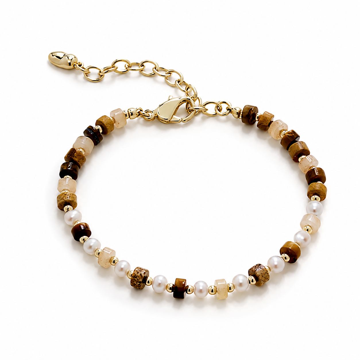 Tiger’s Eye & Freshwater Pearl Bracelet