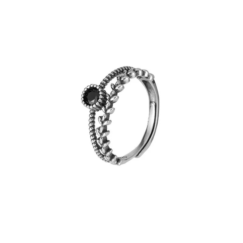 Black Obsidian Open Ring