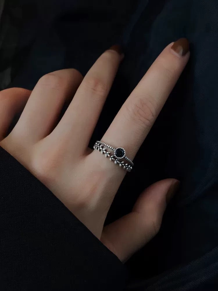 Black Obsidian Open Ring