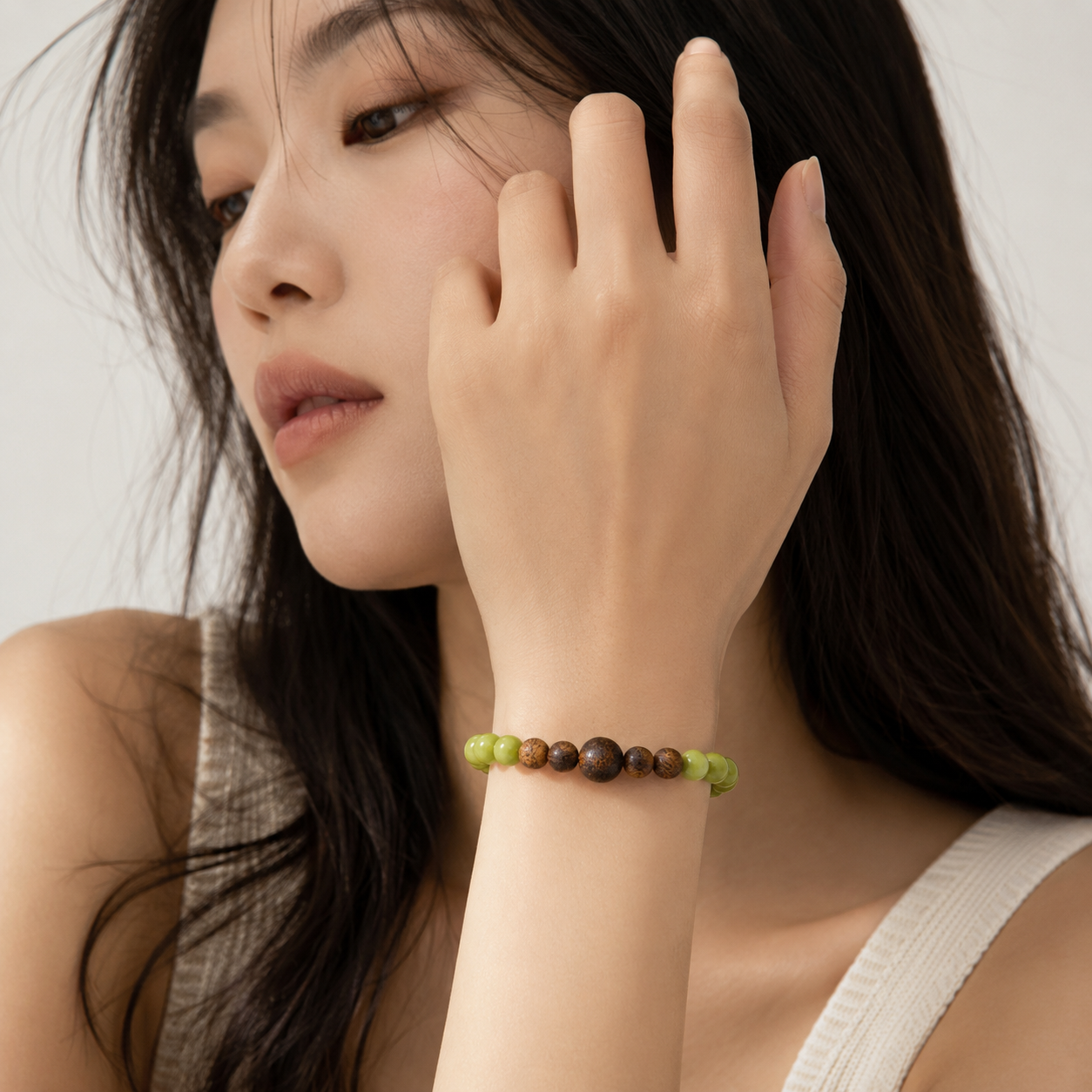 Natural Avocado Green Agate Bracelet