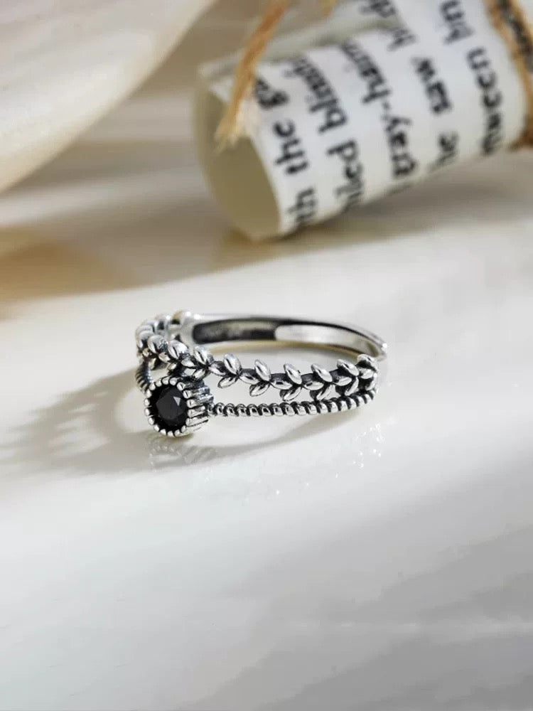 Black Obsidian Open Ring