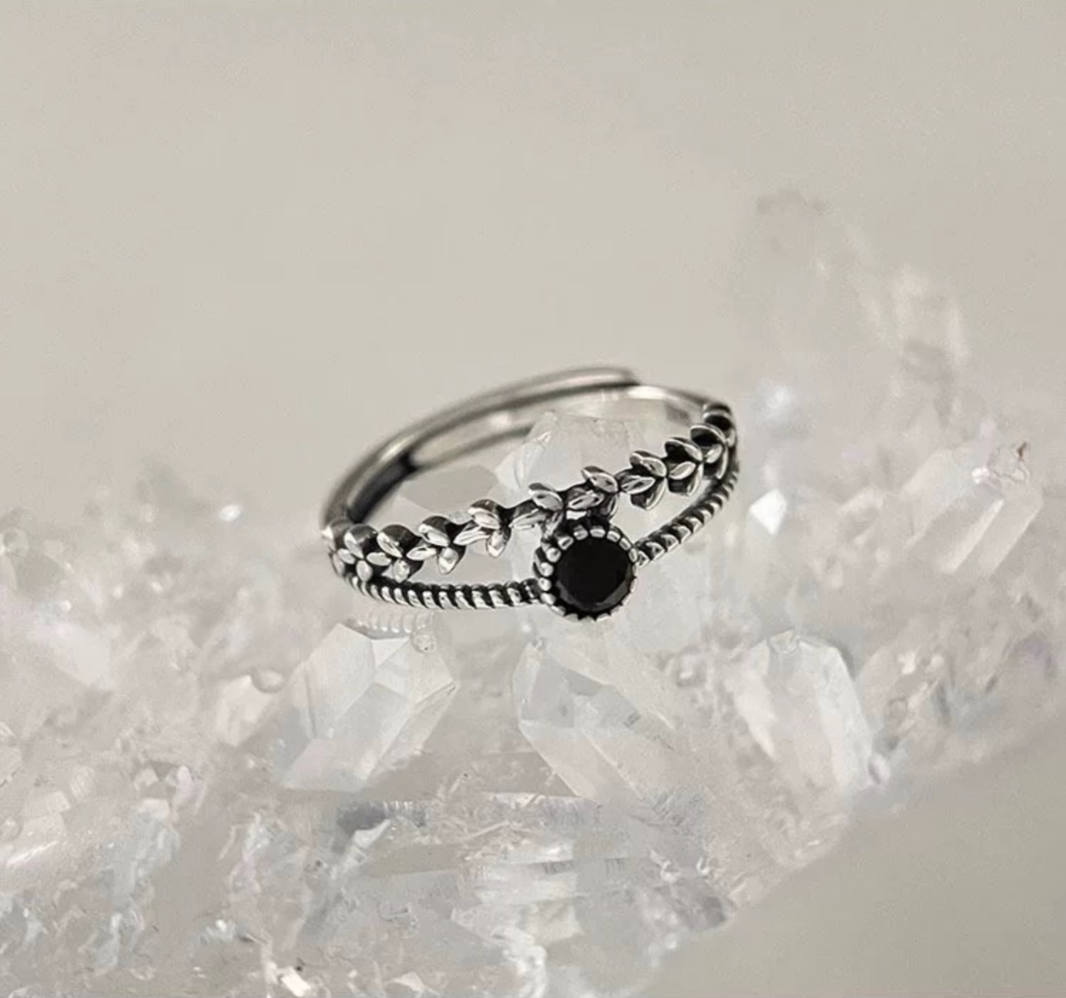 Black Obsidian Open Ring