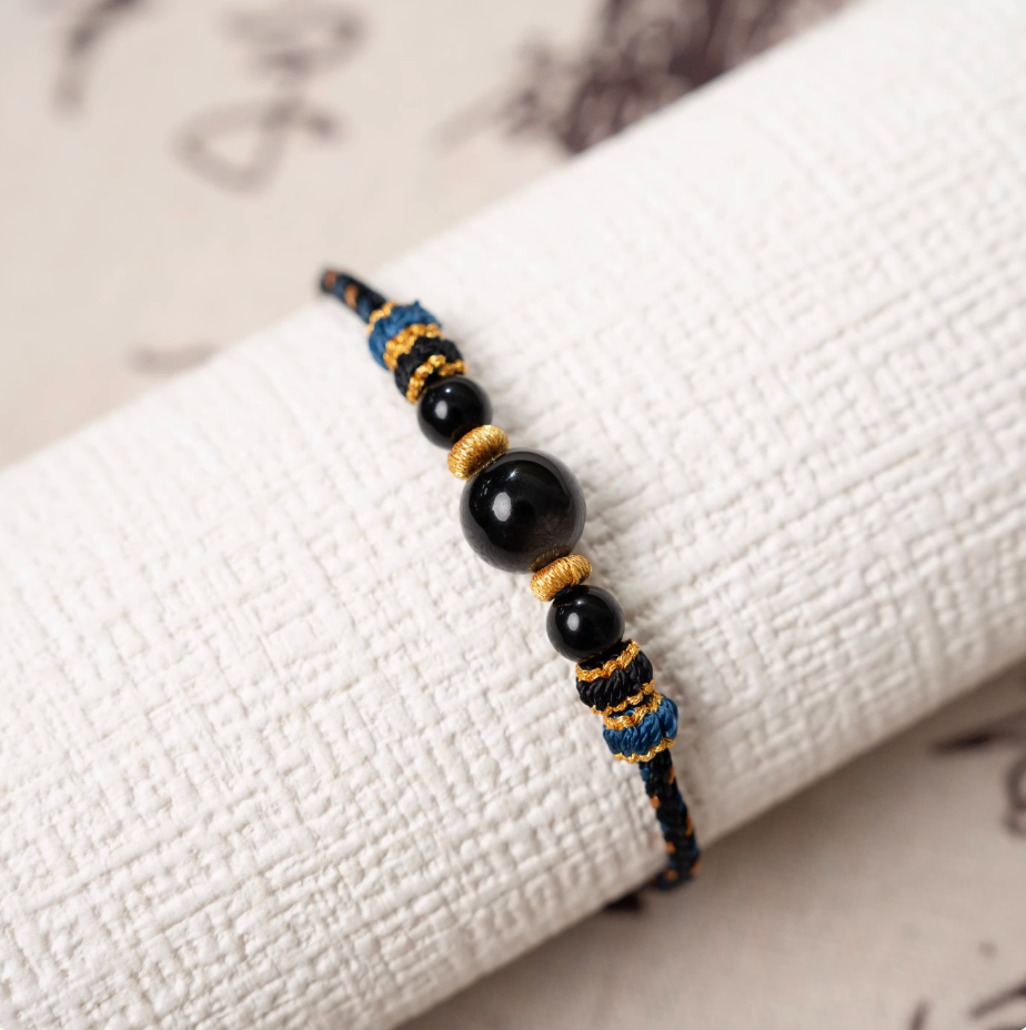 Shadow & Light Obsidian Bracelet